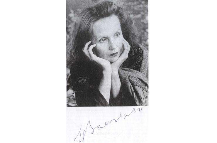 Signed portrait of Kaija Saariaho, circa 2003