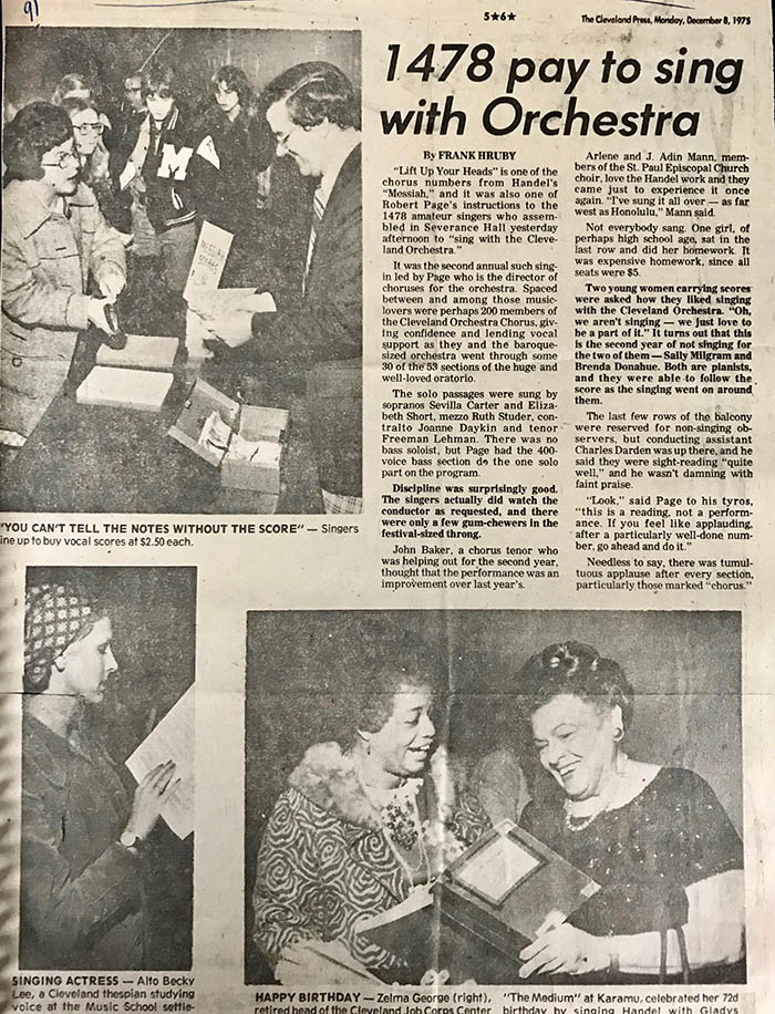 Legend included in 1981 “Sing Messiah” concert program, providing page numbers of each movement in major editions of Handel’s Messiah.