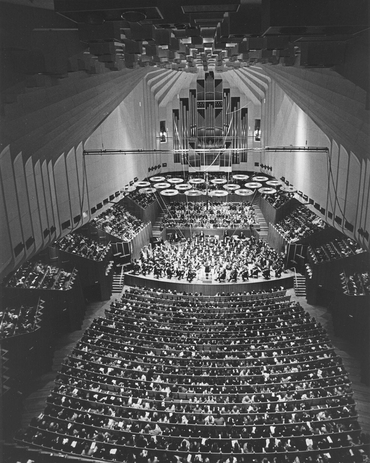 Lorin Maazel leads the Orchestra at the Sydney Opera House in Australia in 1973.